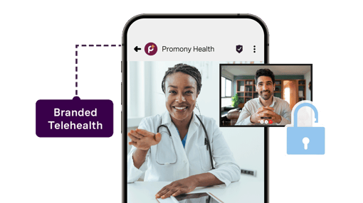 Branded telehealth call on mobile between a patient and doctor