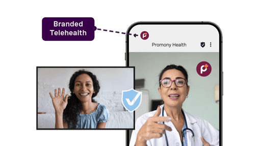 Branded telehealth call on mobile between a patient and doctor