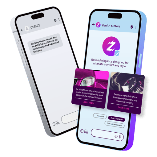 comparison of plain SMS and rich RCS text messages